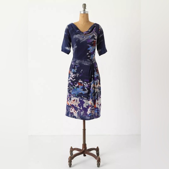 Anthropologie Dresses & Skirts - Anthropologie blue silk Japonica dress size 8